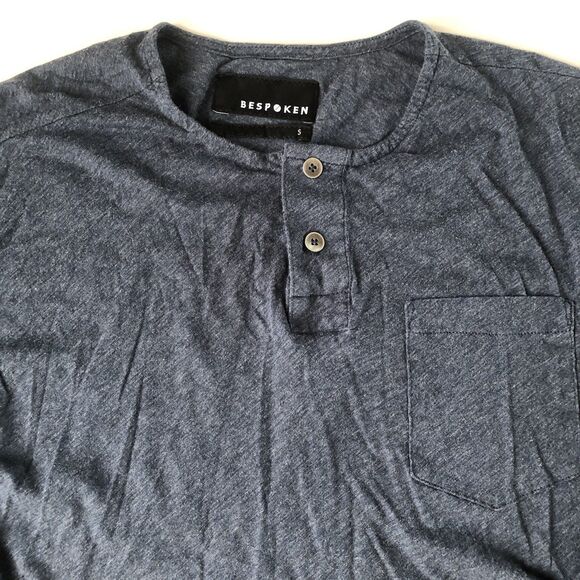 Bespoken 2 Button Pocket Henley Long Sleeve Heather Blue Size Small - Picture 6 of 7